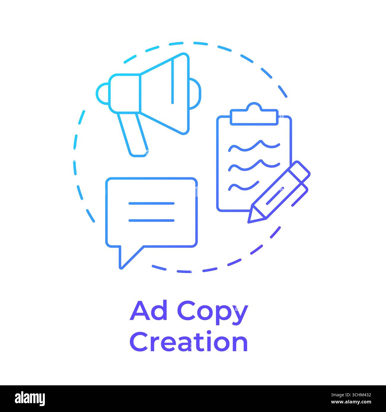 Ad copy creation blue gradient concept icon Stock Vector