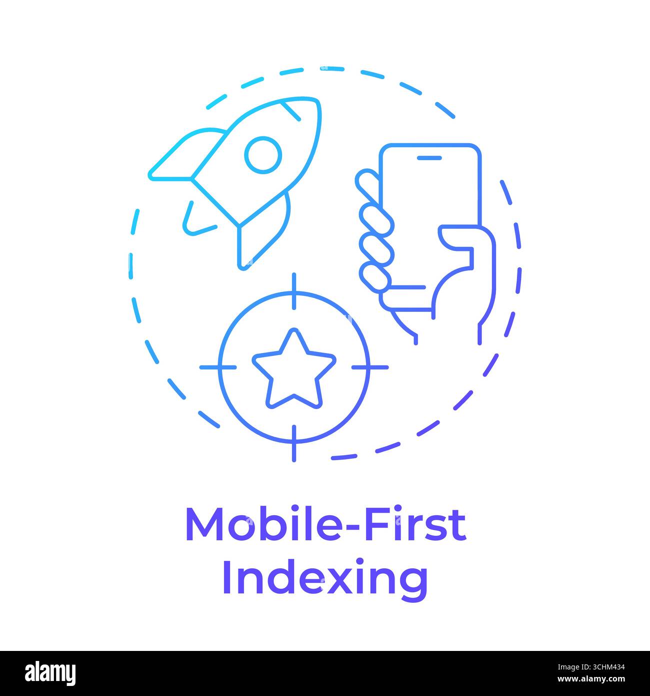 Mobile-first indexing blue gradient concept icon Stock Vector