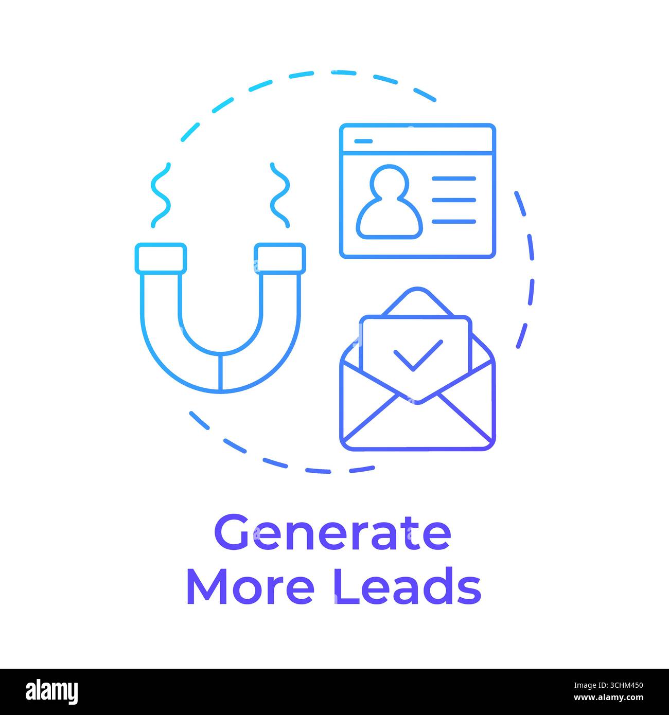 Generate more leads blue gradient concept icon Stock Vector