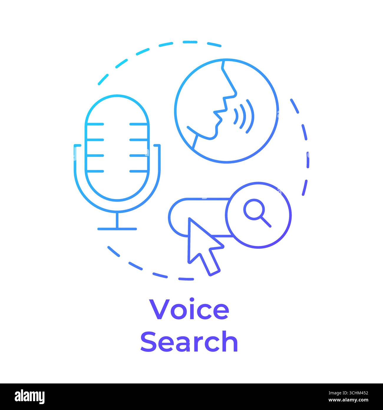 Voice search blue gradient concept icon Stock Vector