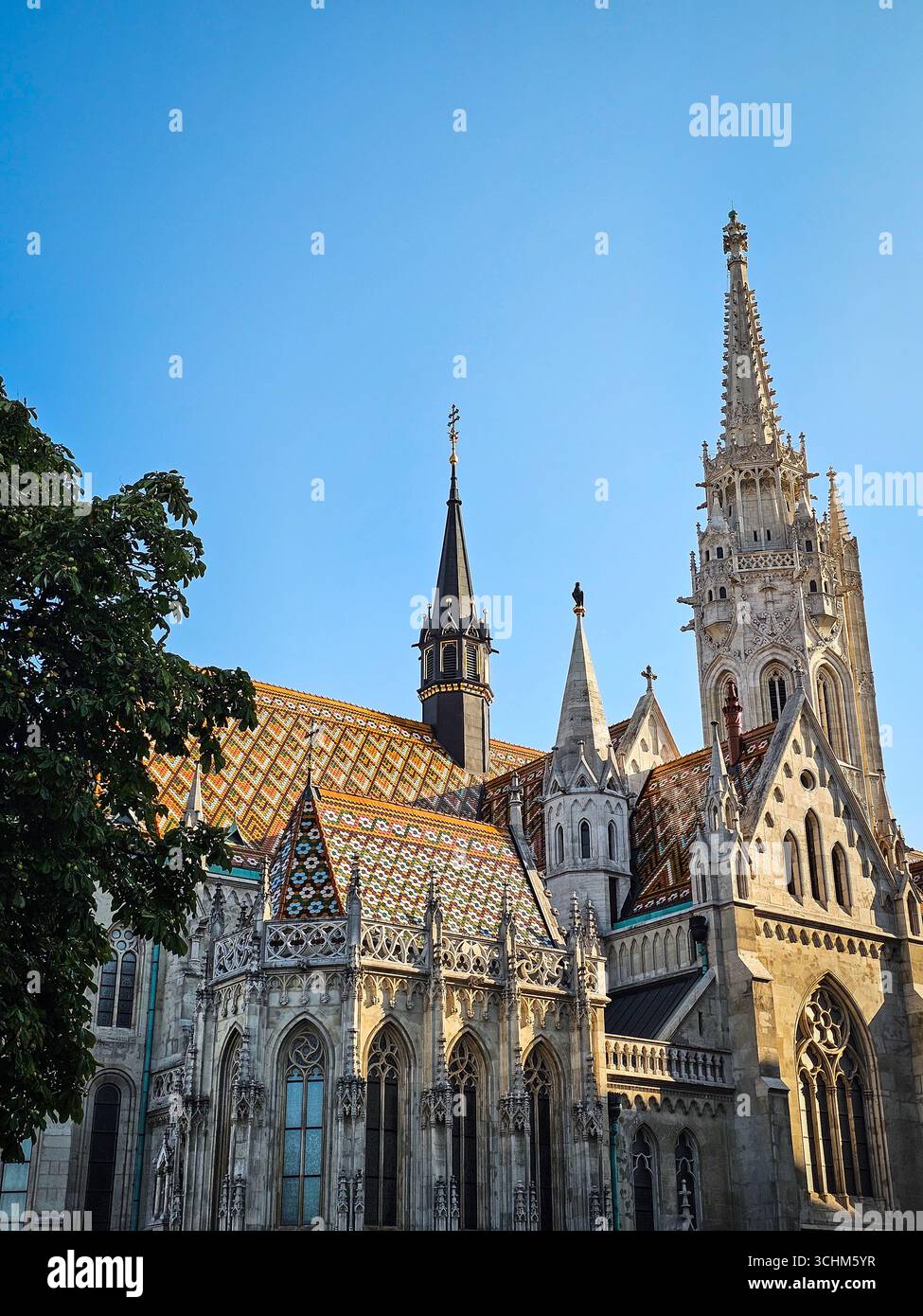 matthias-church-spire-and-roof-seen-from-fisherman-s-bastion-budapest