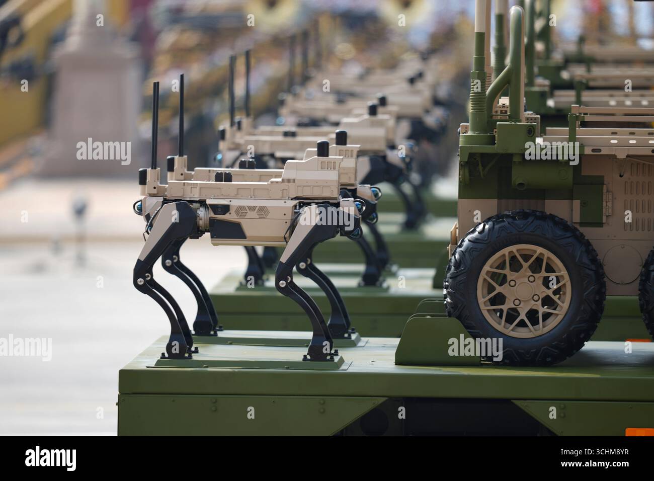 Beijing, China. 3rd Sep, 2025. The land-based unmanned warfare formation attends a military parade in Beijing, capital of China, Sept. 3, 2025. China on Wednesday held a grand gathering to commemorate the 80th anniversary of the victory in the Chinese People's War of Resistance against Japanese Aggression and the World Anti-Fascist War. Credit: Huang Zongzhi/Xinhua/Alamy Live News Stock Photo