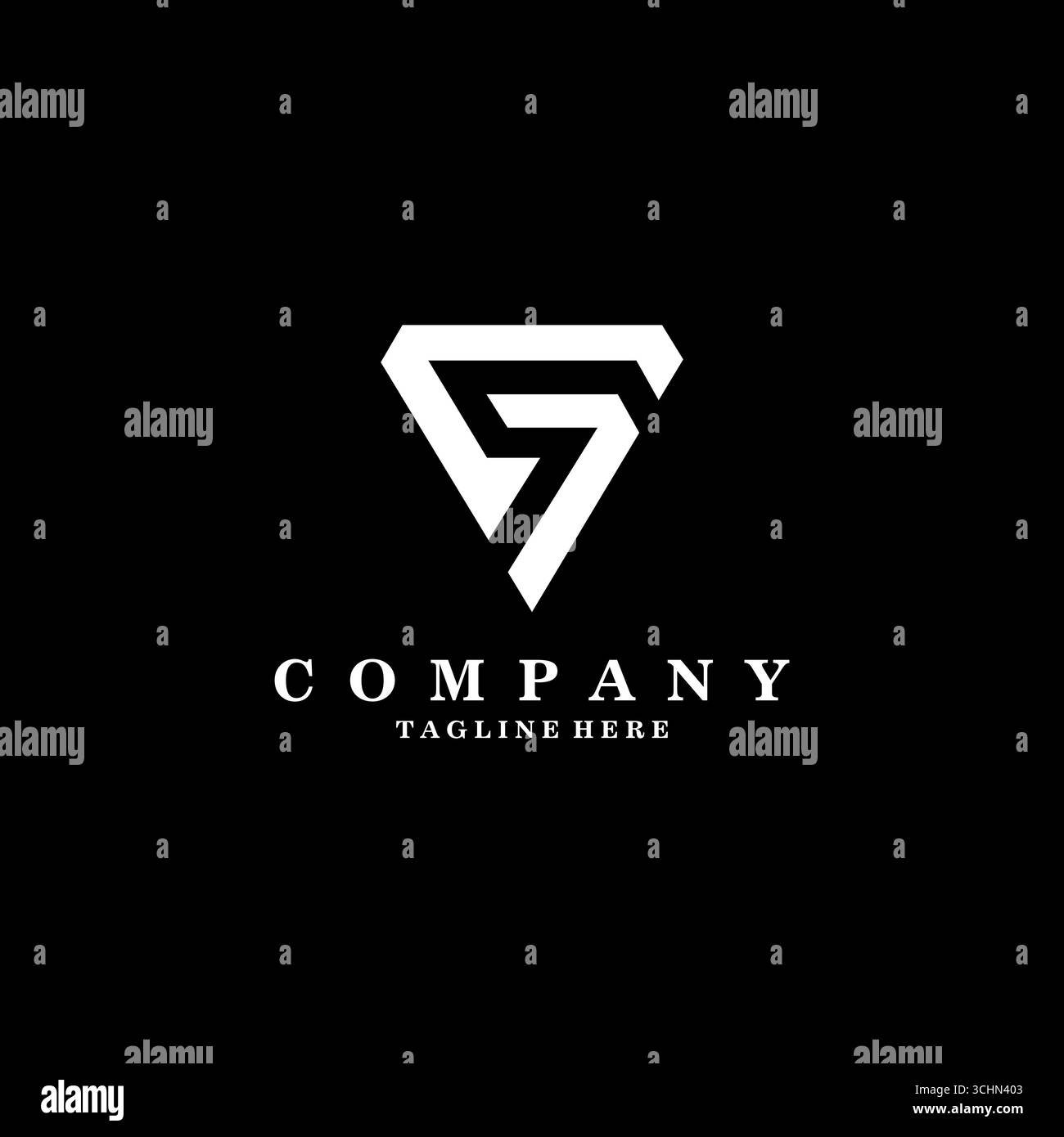 letter gs triangles stripes negative space lines simple logo vector Stock Vector