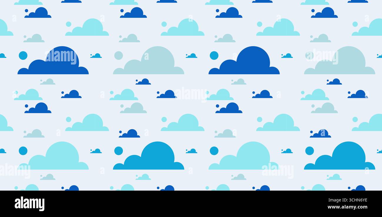 Seamless pattern with blue clouds on a white background Stock Vector
