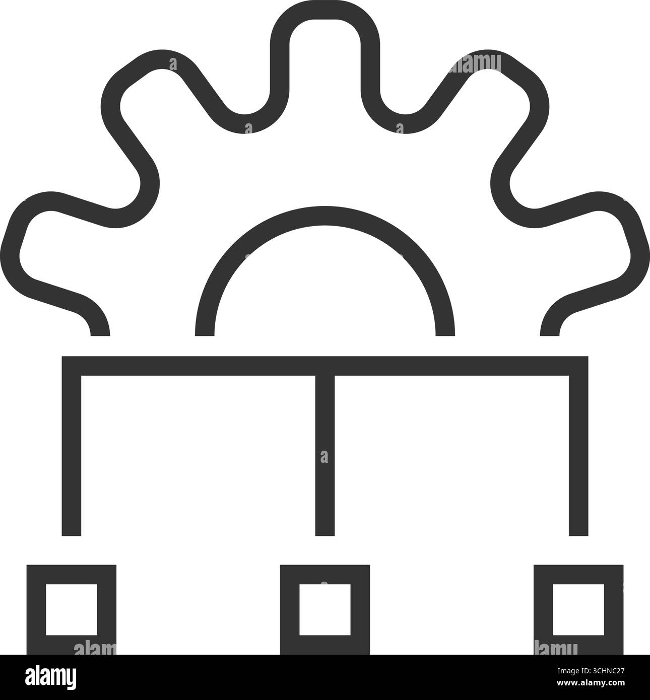 System Configuration Icon – Gear Network Settings and Management Symbol. Vector illustration Stock Vector
