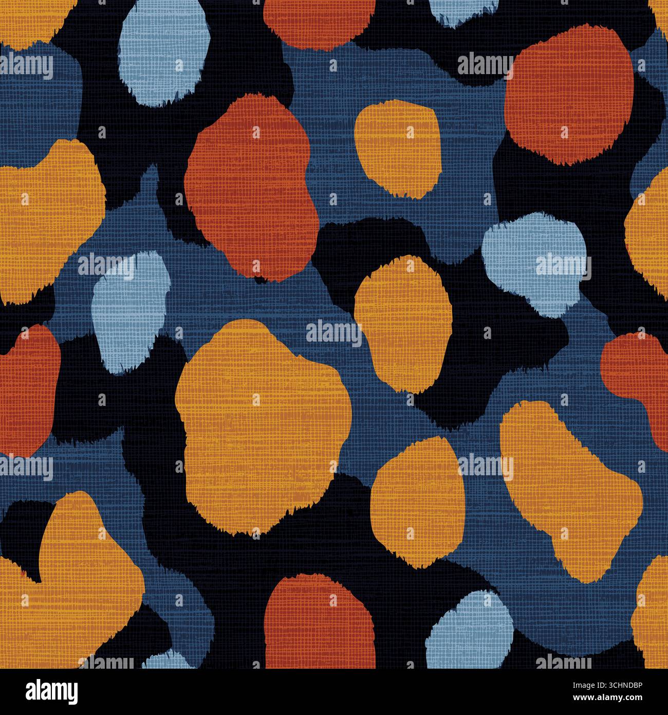 Abstract Camouflage Seamless Pattern on Textured Burlap Background Stock Vector
