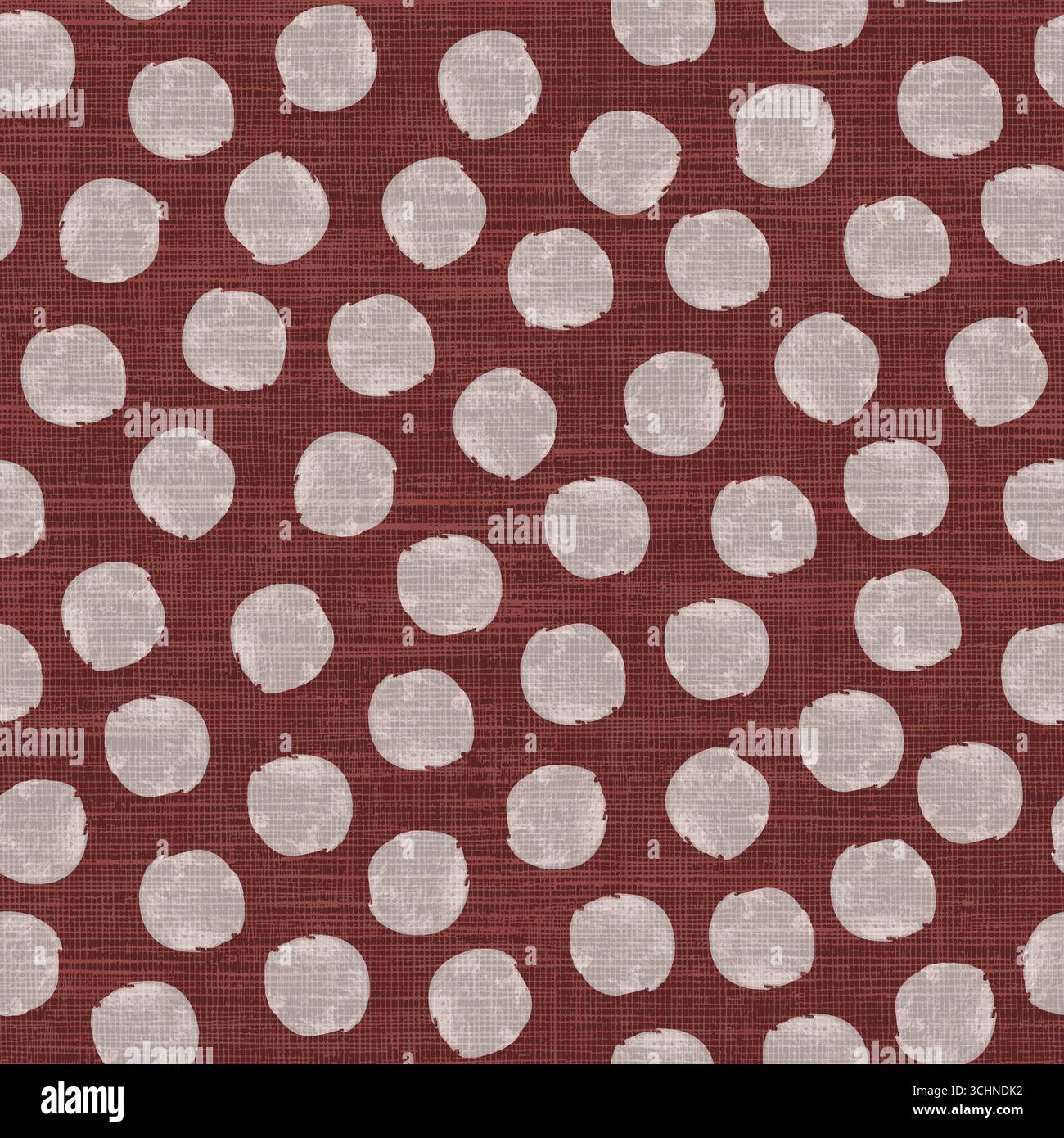 Textured Polka Dot Pattern, Seamless Hand-Drawn Circles in Earth Tones Stock Vector
