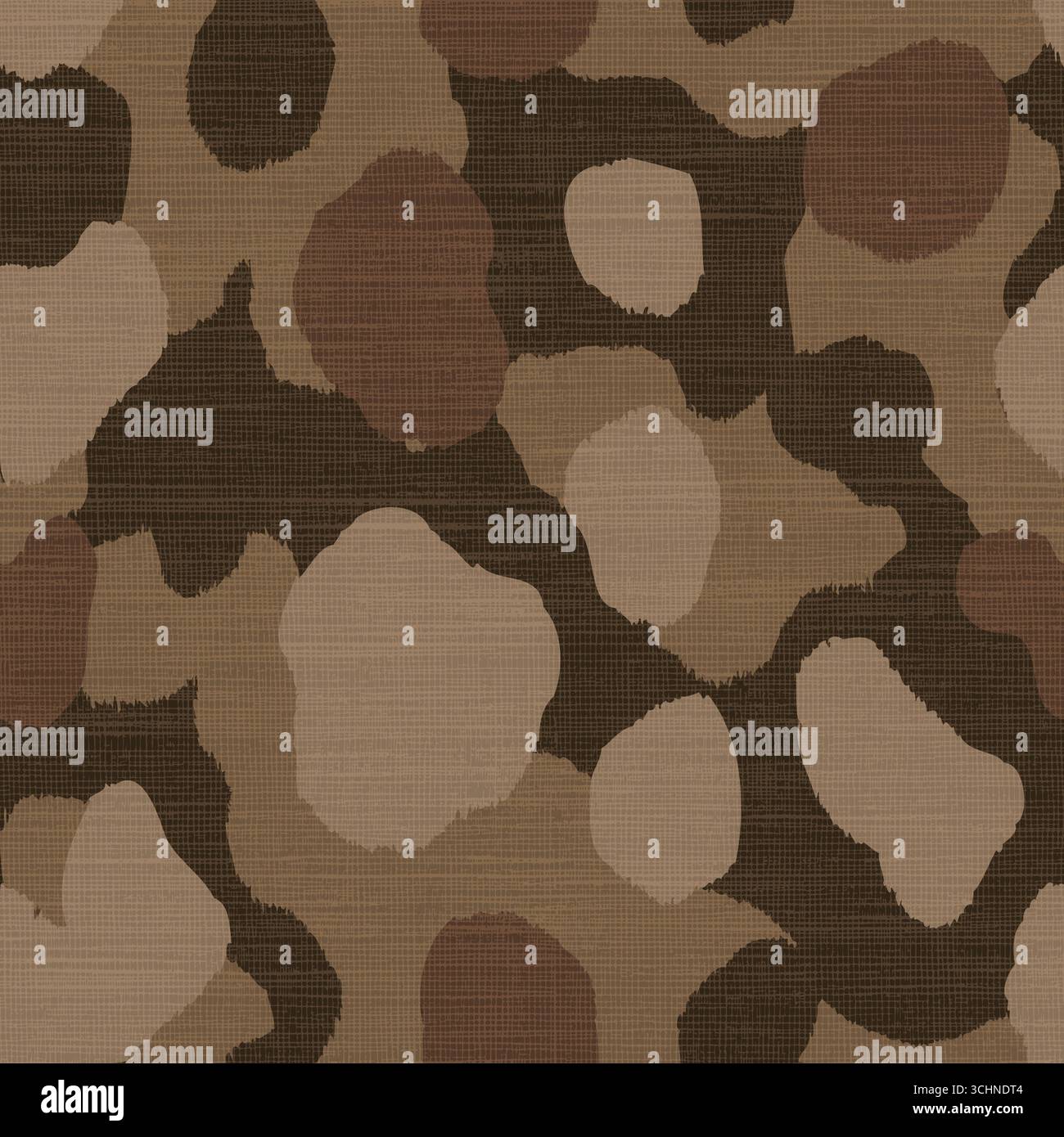 Abstract Camouflage Seamless Pattern on Textured Burlap Background Stock Vector