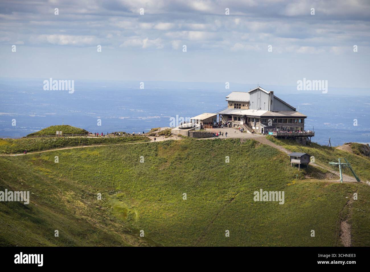 MONT DORE, FRANCE, 22 JULY 2025: Summer view of the summit station of Mont Dore cable car.(Téléphérique du Sancy). It is a popular tourist destination - Stock Image