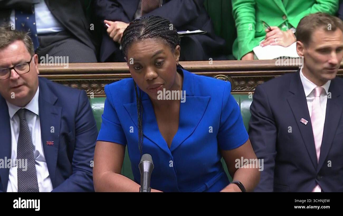 Screen grab of Conservative Party leader Kemi Badenoch speaking during ...