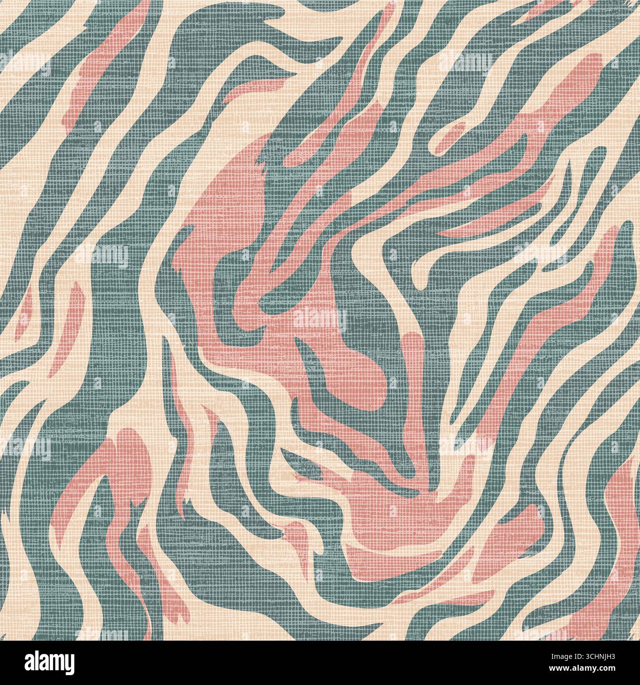 Zebra Print Seamless Pattern, Animal Stripes on Burlap Texture Stock Vector