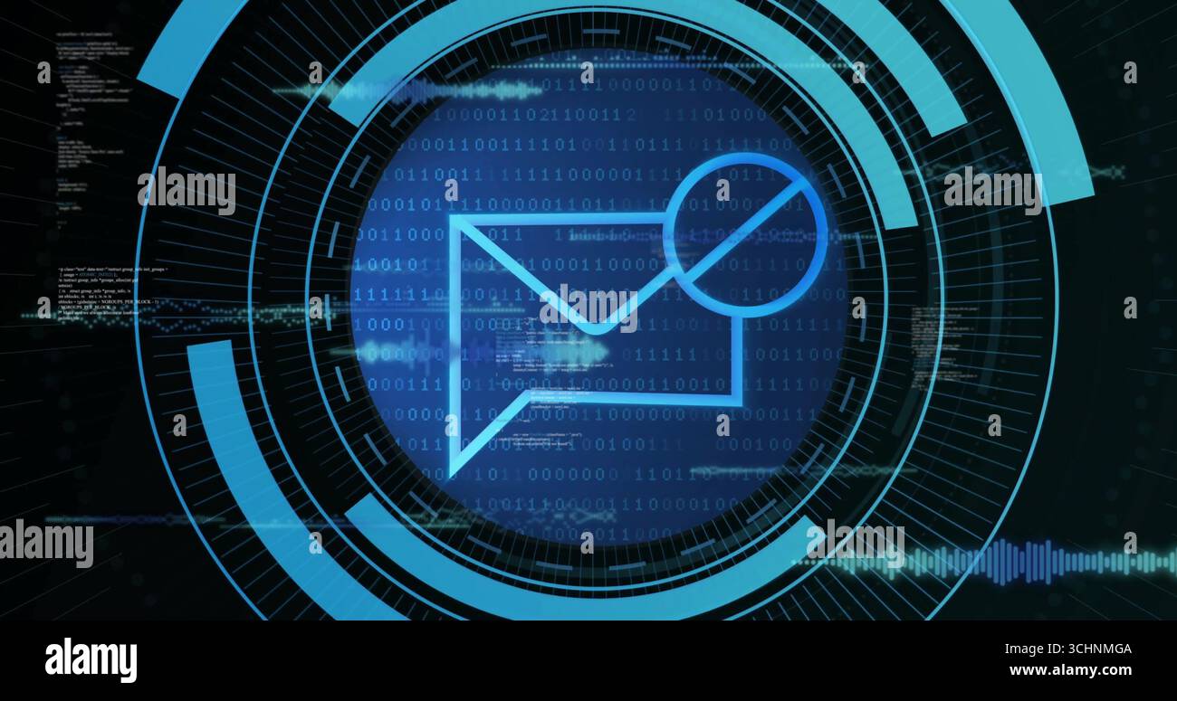 Displaying envelope icon showing prohibition sign in virtual dashboard ...