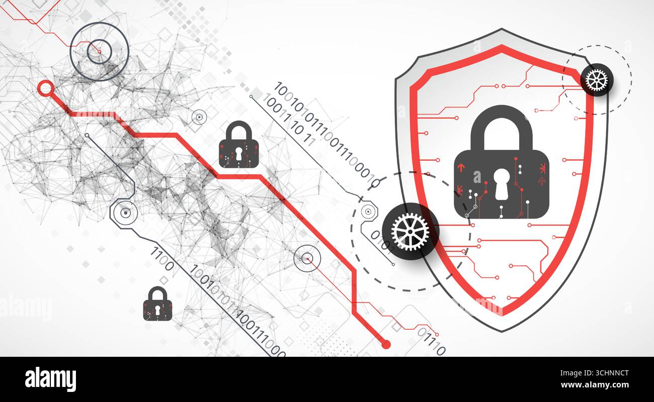 Cyber security or network protection.  System privacy. Stock Vector