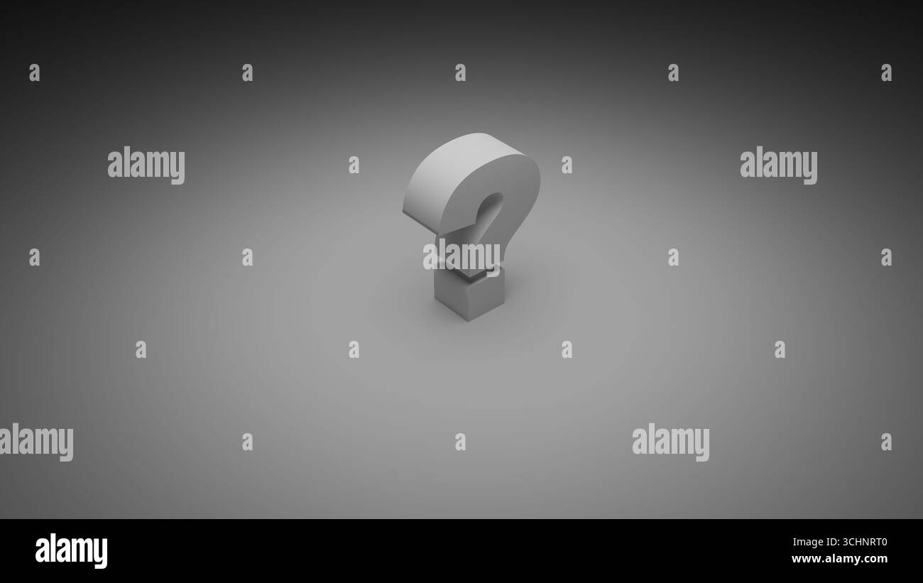 A single 3D question mark rendered from an angle sits under directed ...