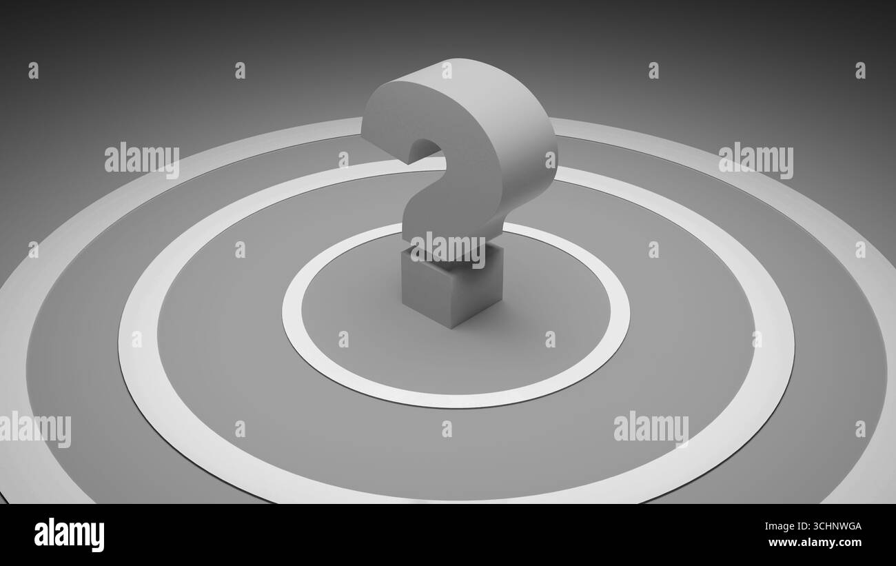 A digital illustration showing a single gray question mark placed on ...