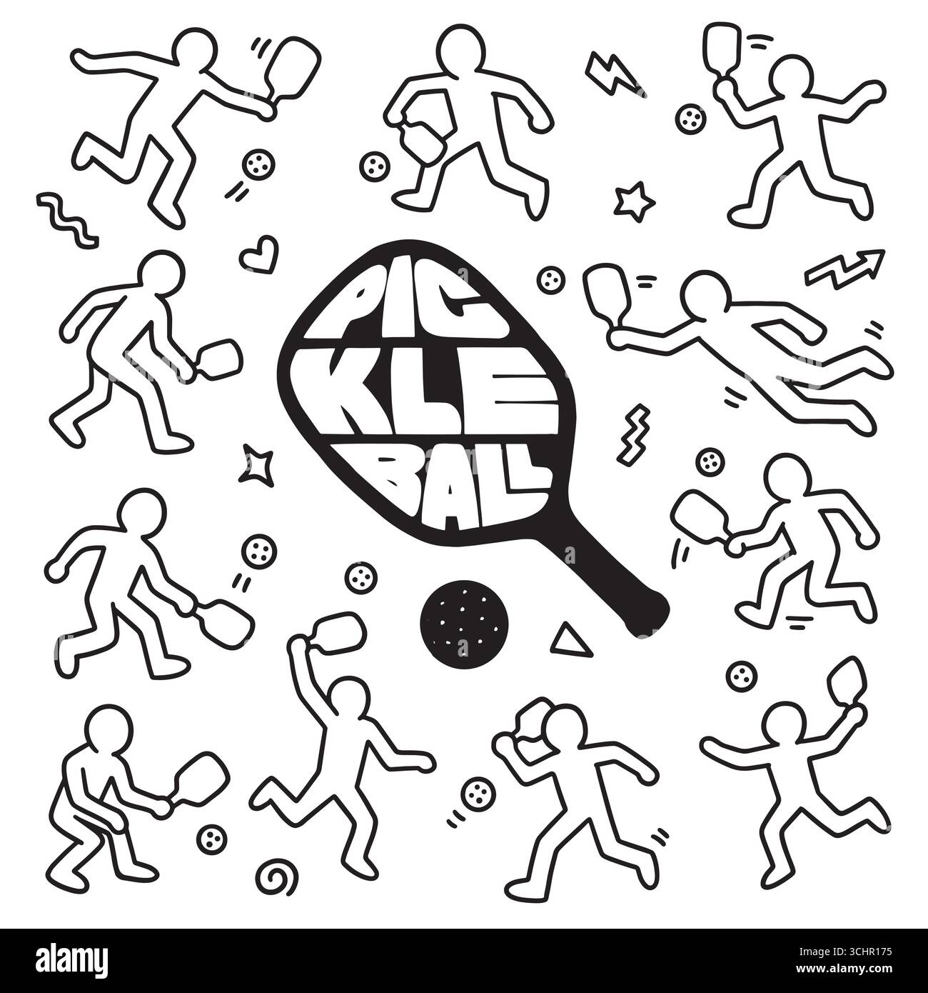 Pickleball silhouette Black and White Stock Photos & Images - Alamy