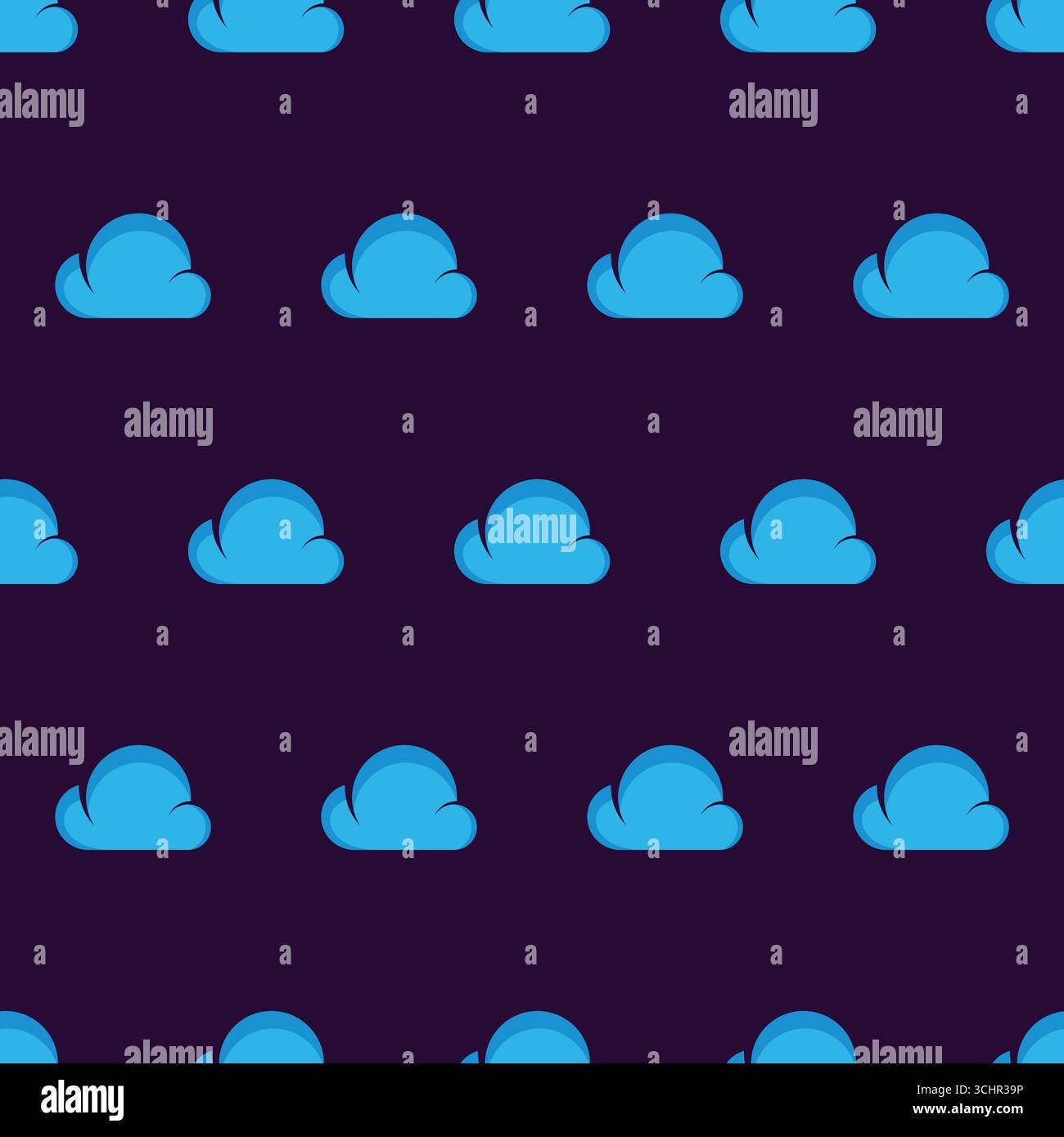 Vector seamless pattern white cartoon clouds on a blue sky background Stock Vector