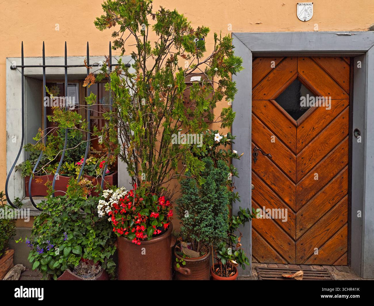 Arranged with care, front of an old renovated houses in Brühl town, North Rhine-Westphalia, Germany, Europe Stock Photo