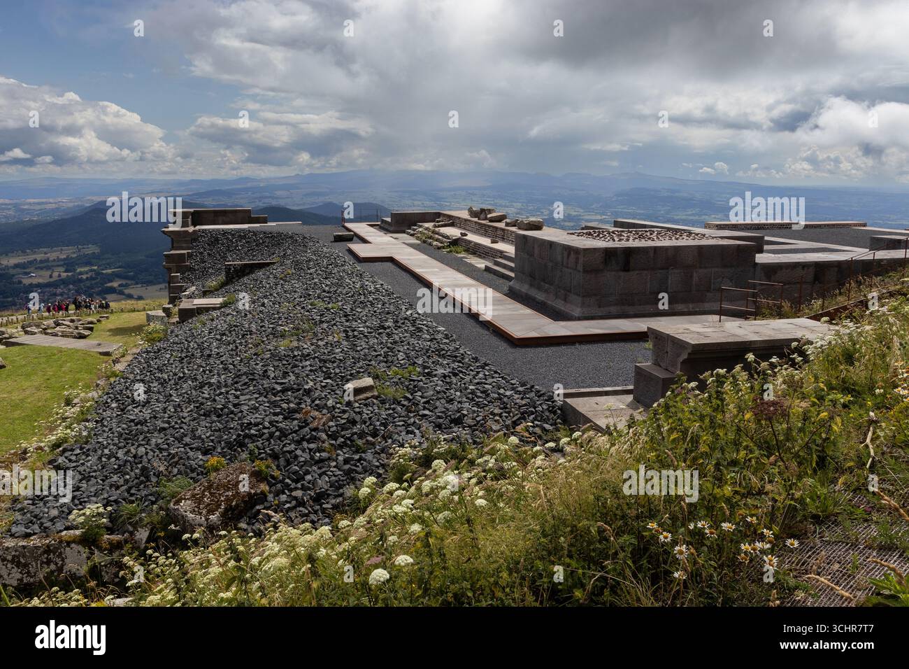 CLERMONT-FERRAND, FRANCE, 24 JULY 2025: The Roman ruins of the Temple of Mercury at the summit of Puy de Dome volcano in the Auvergne. The site is cla - Stock Image