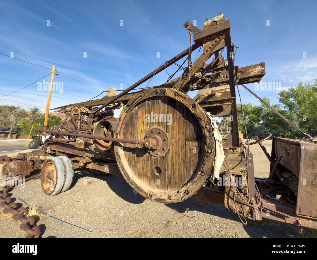 A 1920s vintage truck-mounted cable drill rig on display in Moab, Utah ...