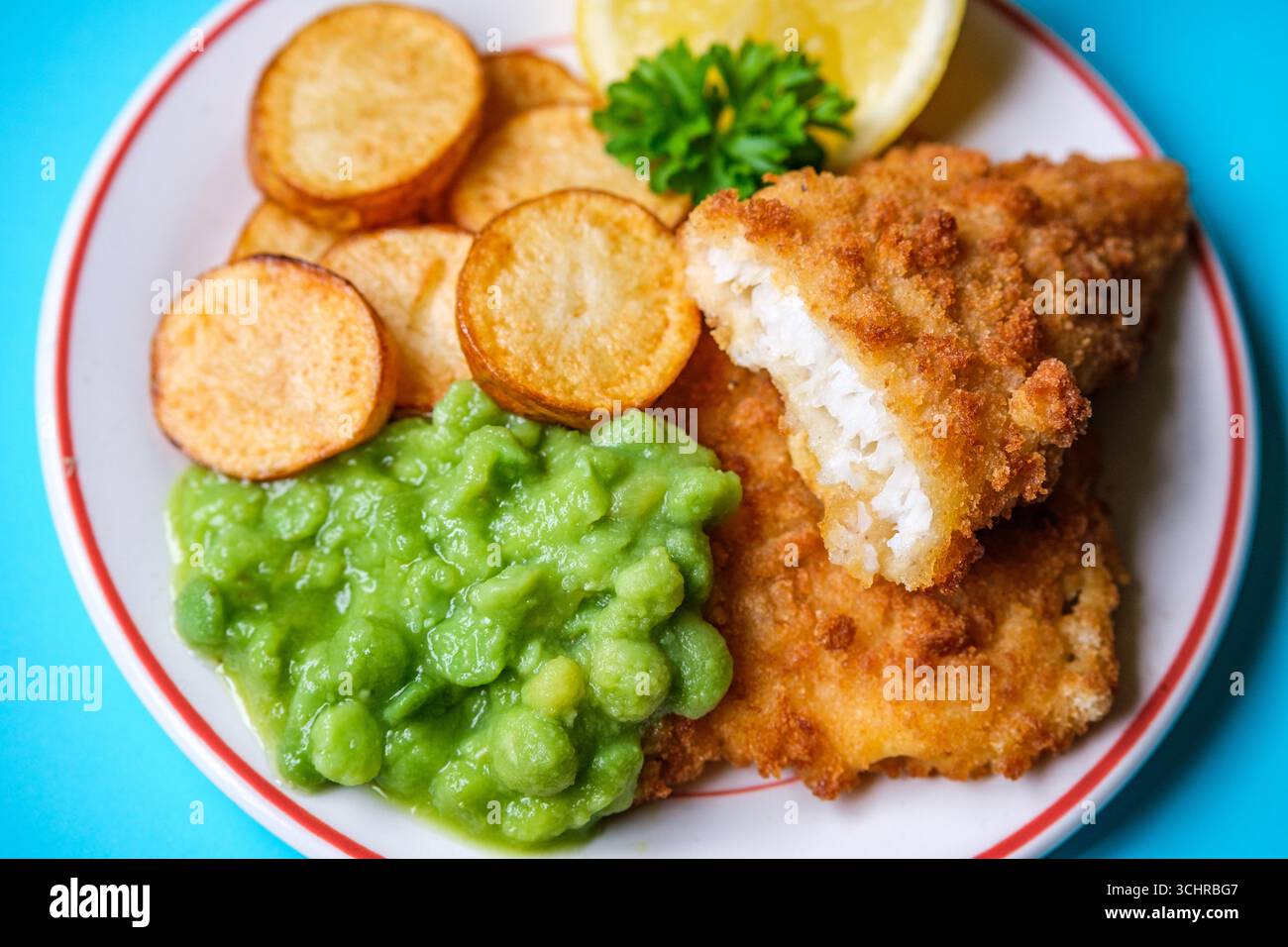 London UK, September 03 2025, Breaded Cod Fillet With Fried Saute New ...