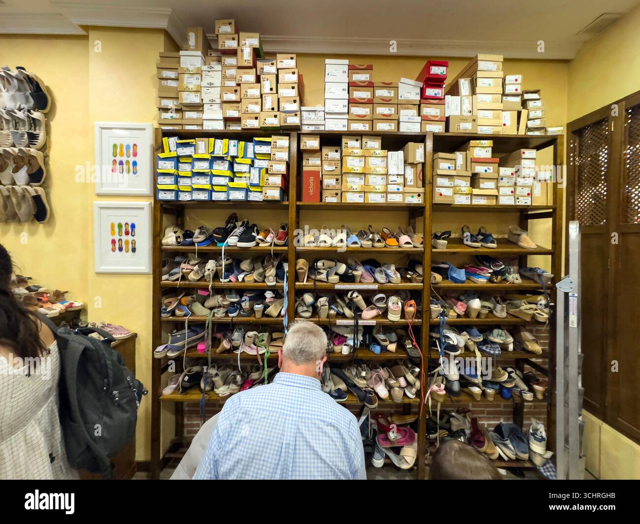 La Alpargatería is a renowned footwear shop located in the Chamberí district of Madrid, Spain - Smartphone Captured Stock Image