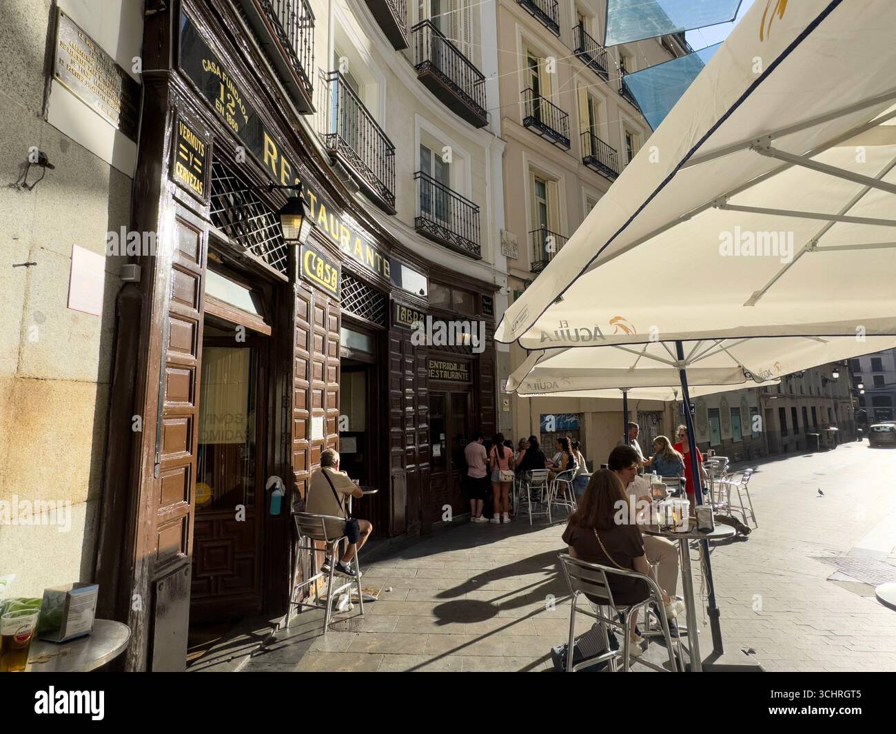 Established in 1860, Casa Labra is a historic tavern located at Calle de Tetuán, 12, just steps from Puerta del Sol in central Madrid, Spain - Smartphone Captured Stock Image