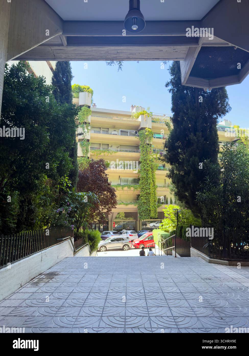 Brutalist architecture.Building in C/ Alberto Aguilera, Gta. de Ruiz Giménez, 1, 28015 Madrid. Edificio Princesa / Viviendas para el Patronato de Casa - Smartphone Captured Stock Image