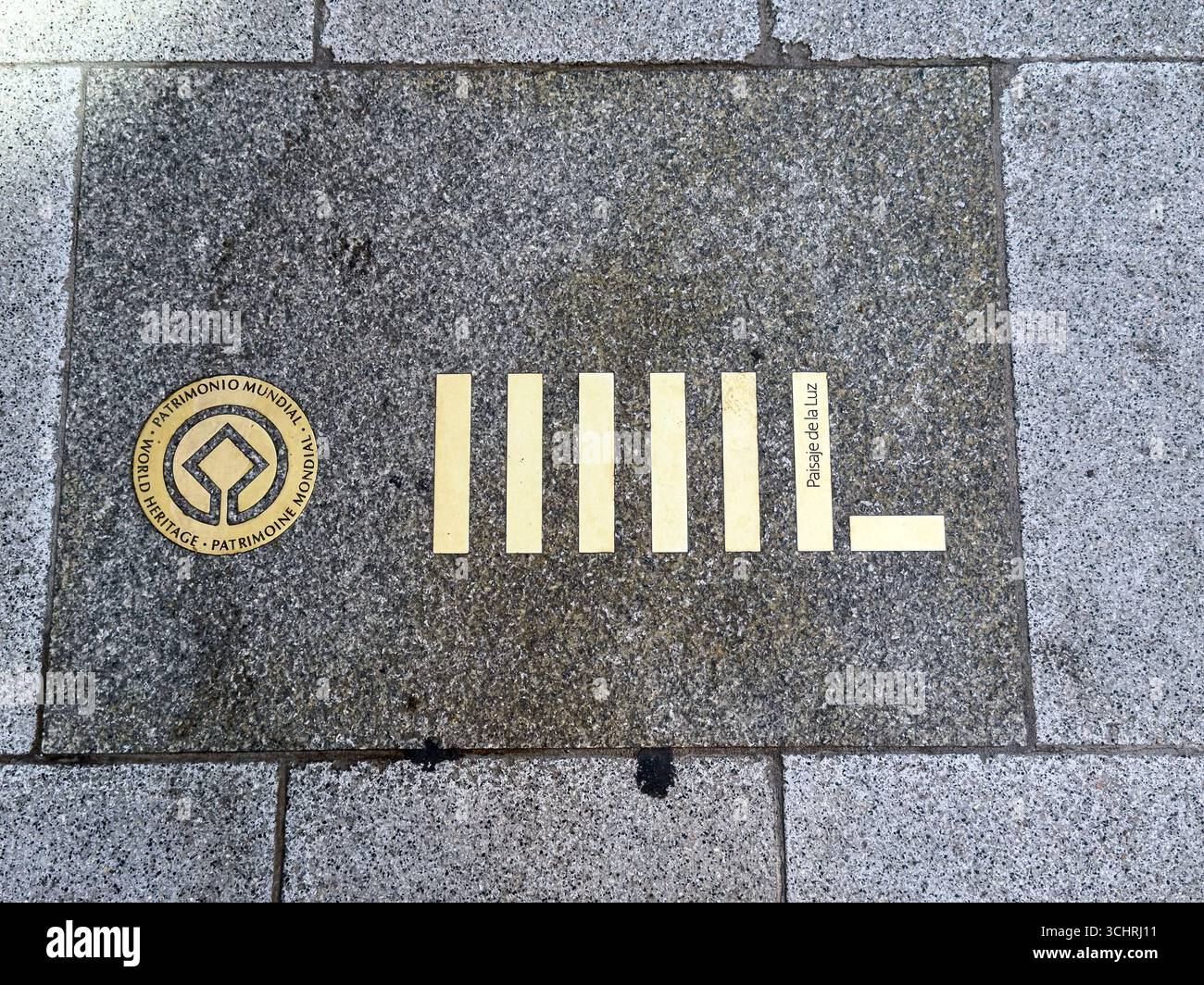 Street sing of El Paisaje de la Luz, “Landscape of the Light”) ,in Madrid ,— the UNESCO World Heritage site. - Smartphone Captured Stock Image