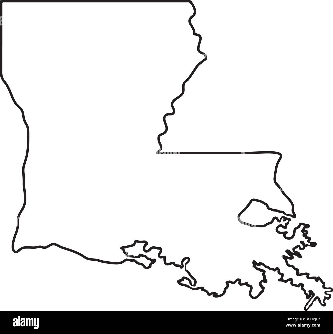 Outer map border of Louisiana blank outline american state Stock Vector