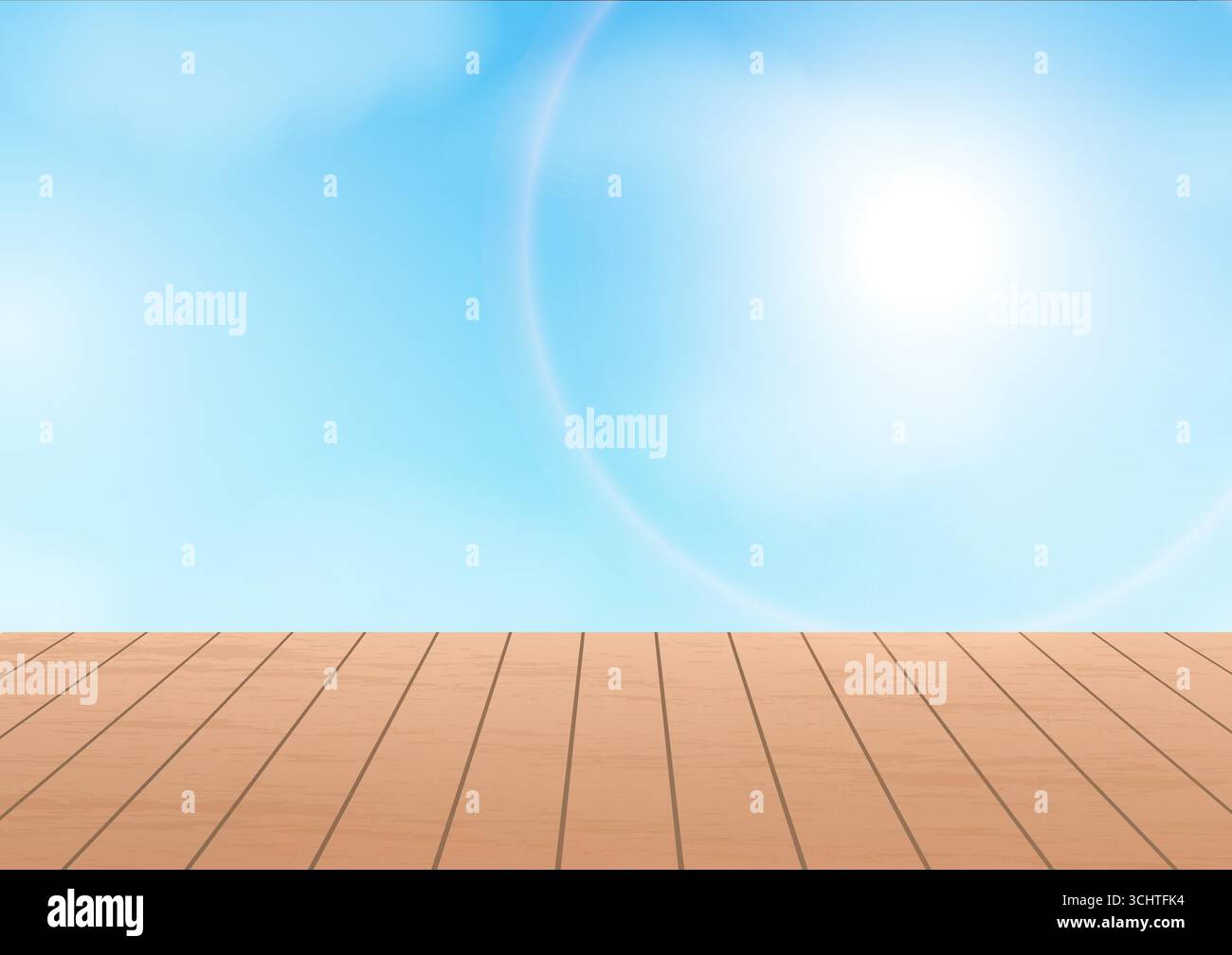 Wooden Table for Summer Spring Background. Natural background During Spring Time. Vector Illustration. Stock Vector