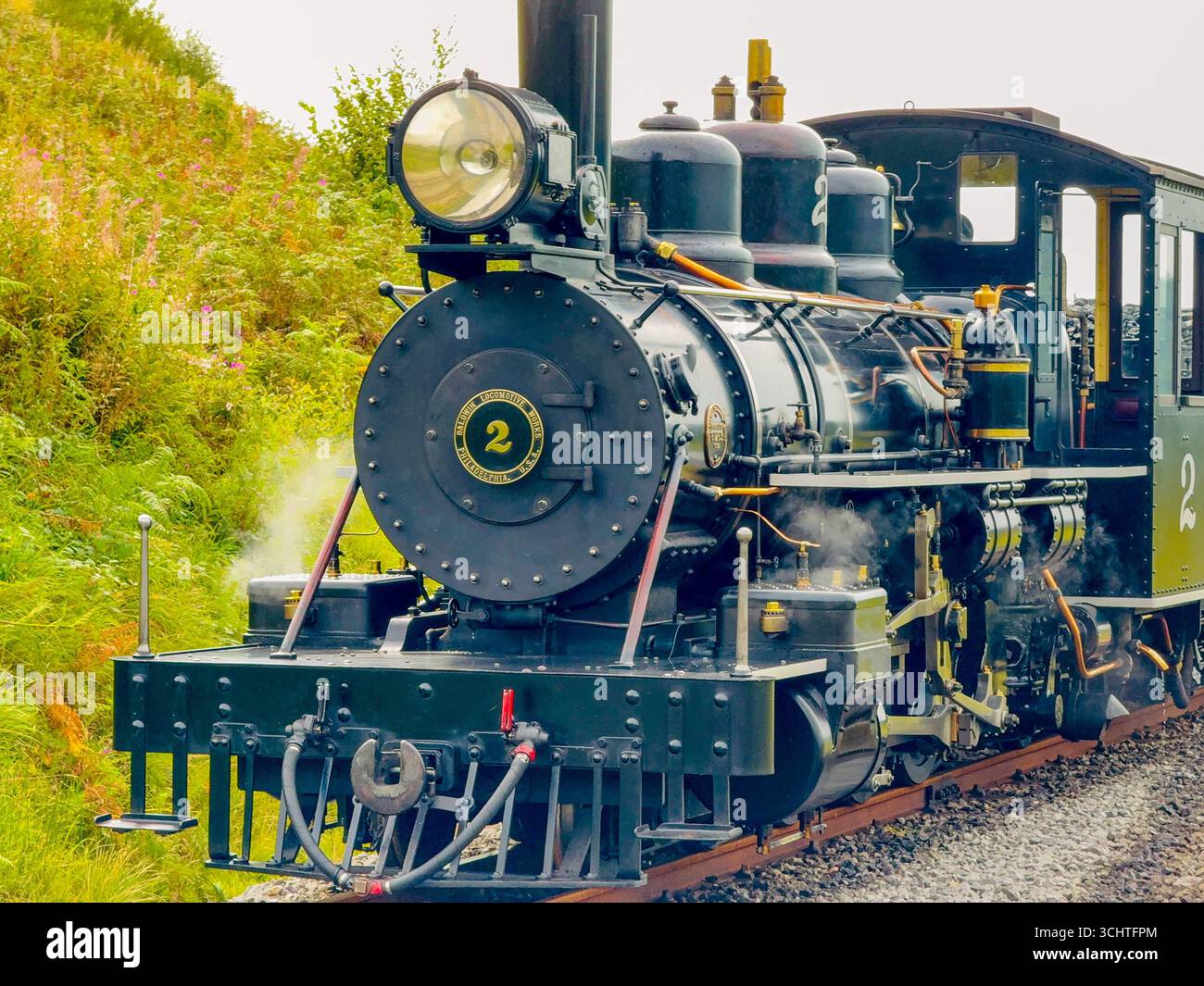 Merthyr Tydfil, wales, UK - 19 August 2025: Close up view of a vintage narrow gauge steam engine on the Brecon Mountain Railway - Smartphone Captured Stock Image