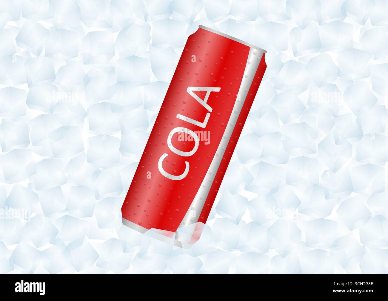 Soft drinks or Soda Cans in Ice Cubes. Vector Illustration. Stock Vector