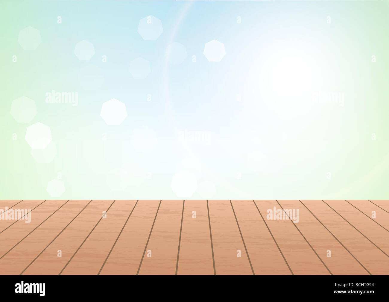 Wooden Table for Summer Spring Background. Natural background During Spring Time. Vector Illustration. Stock Vector