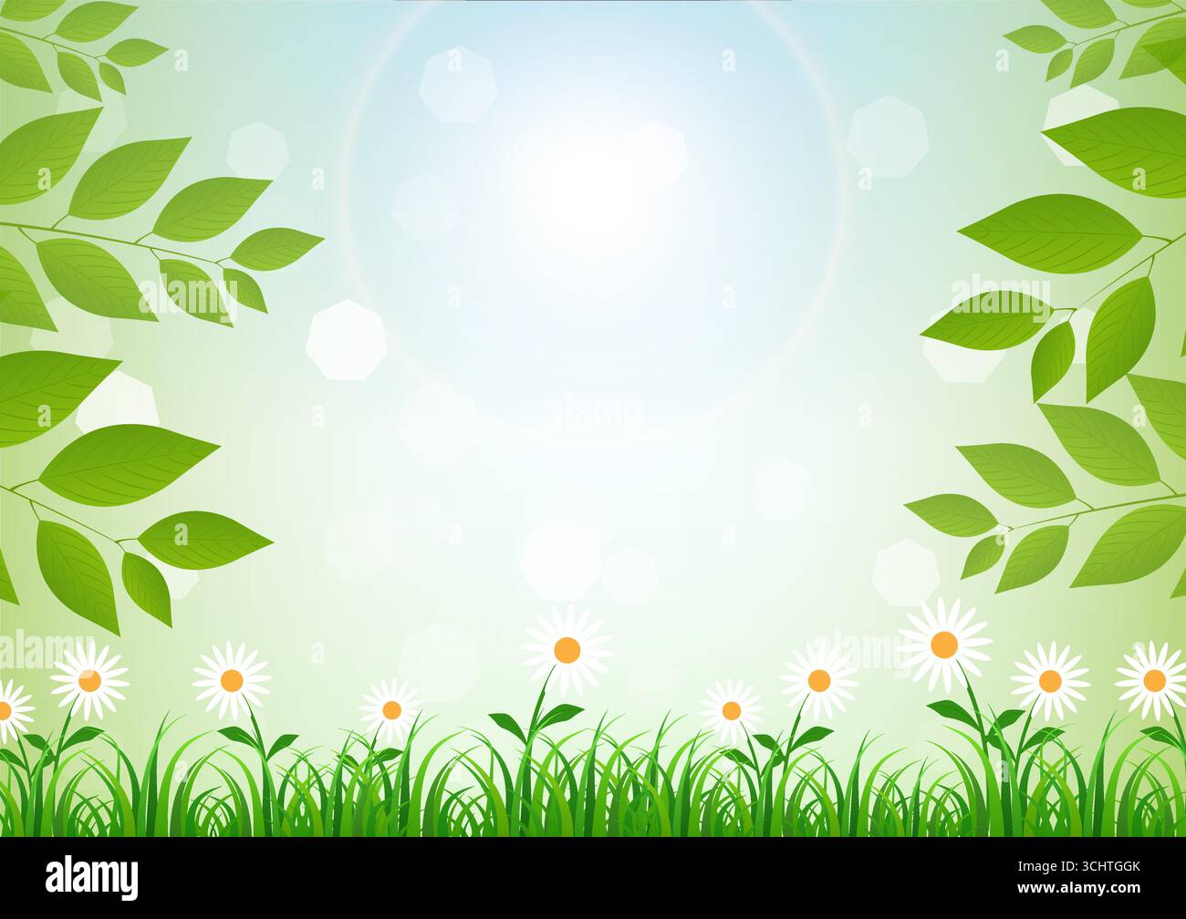 Summer Spring Background. Green Natural background During Spring Time. Vector Illustration. Stock Vector