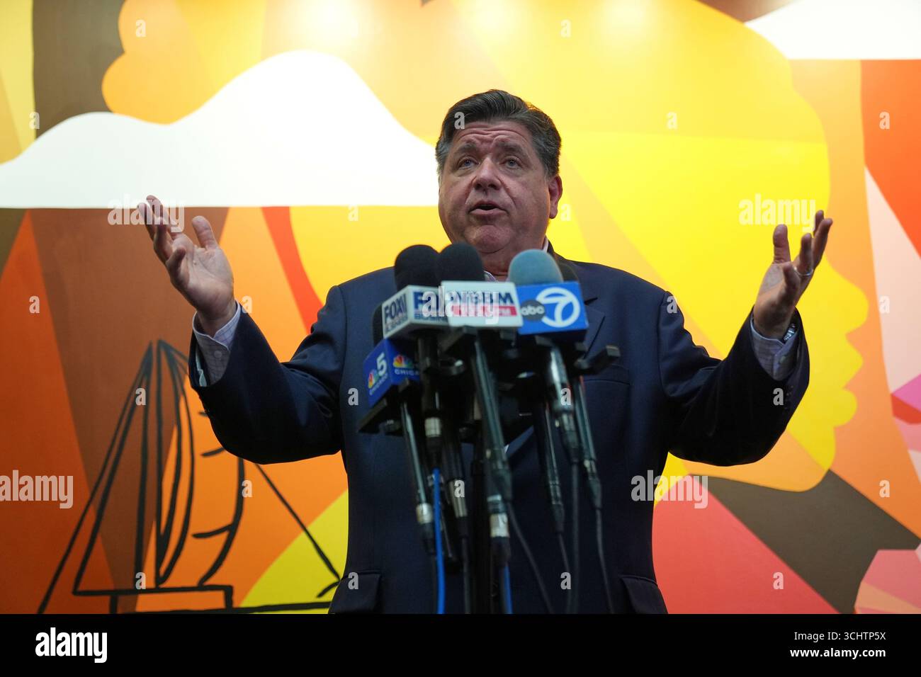 Illinois Gov. JB Pritzker speaks at a news conference after meeting ...