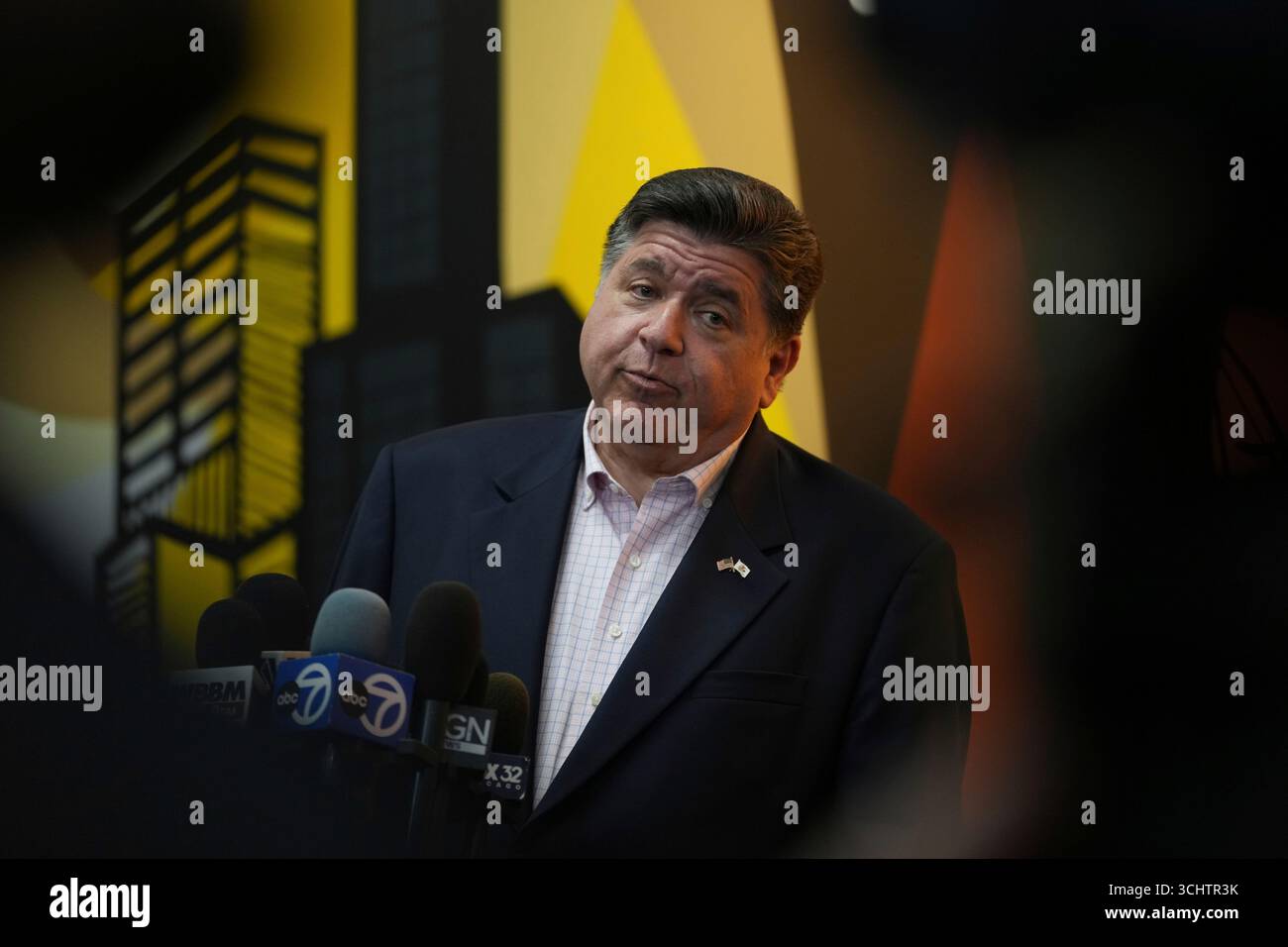 Illinois Gov. JB Pritzker speaks at a news conference after meeting ...