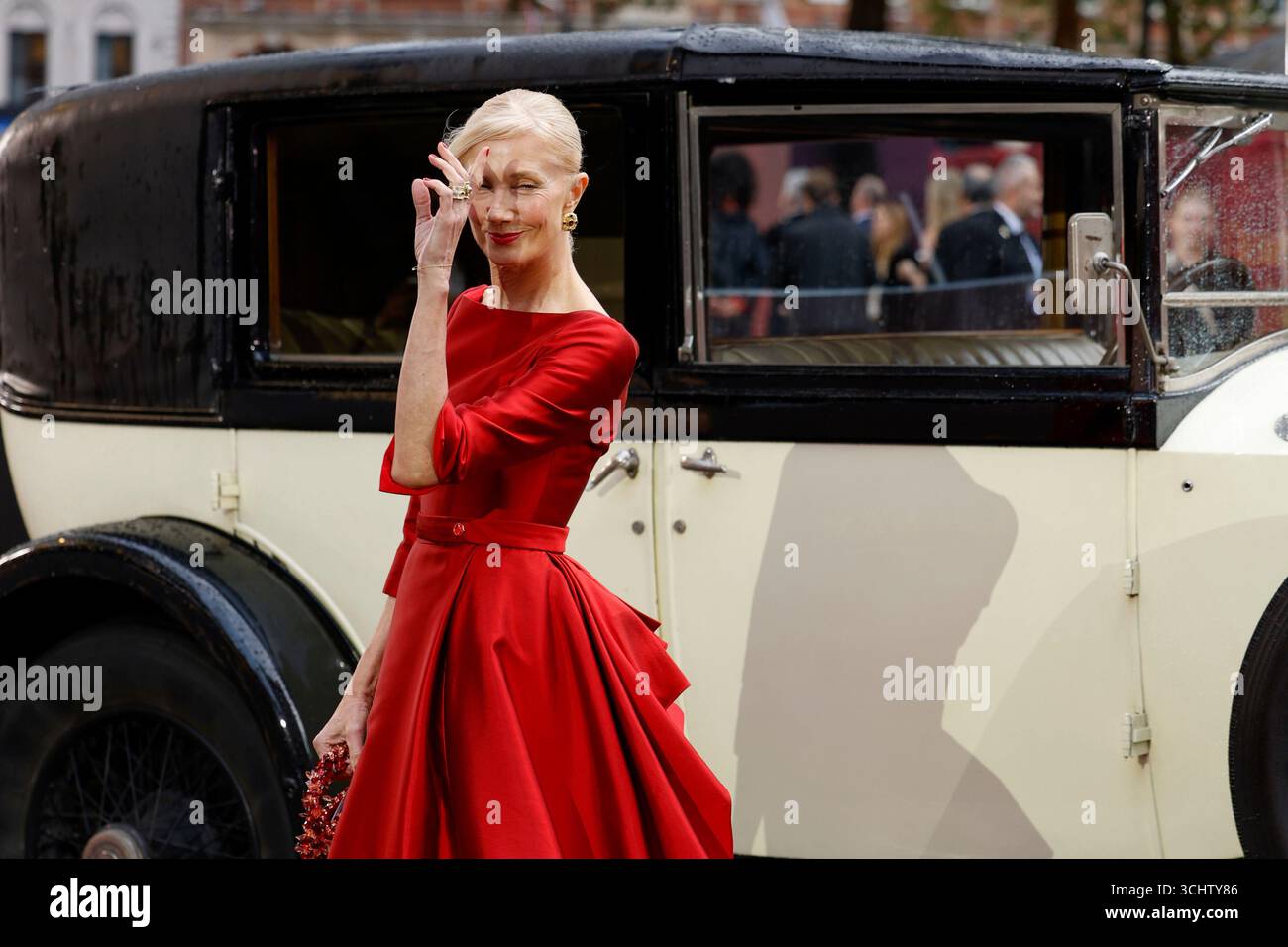 Joely Richardson poses for photographers upon arrival at the world premiere of the film 'Downton