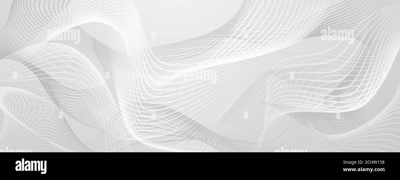 Curved lines create dynamic wave pattern on gray, abstract background. Stock Vector