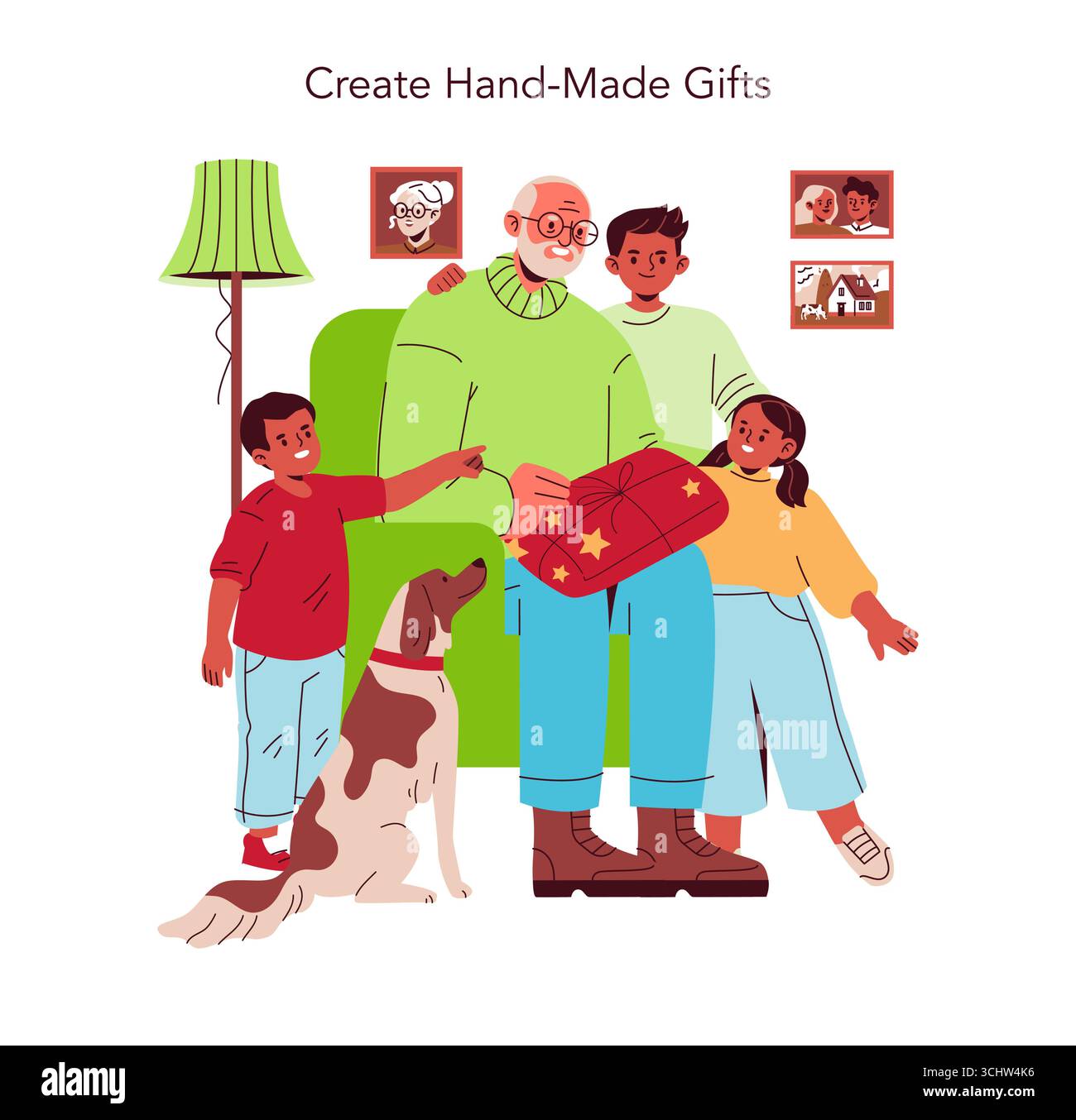 Elderly caring for children Stock Vector Images - Alamy