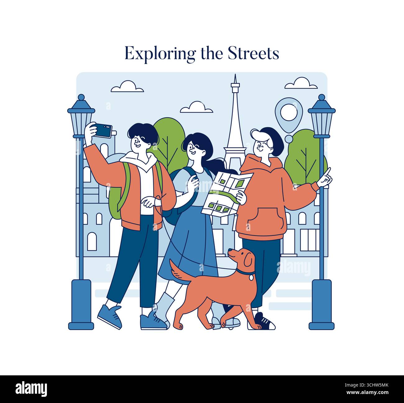 Tourists Vector Group cheerful tourists map Stock Vector Images - Alamy
