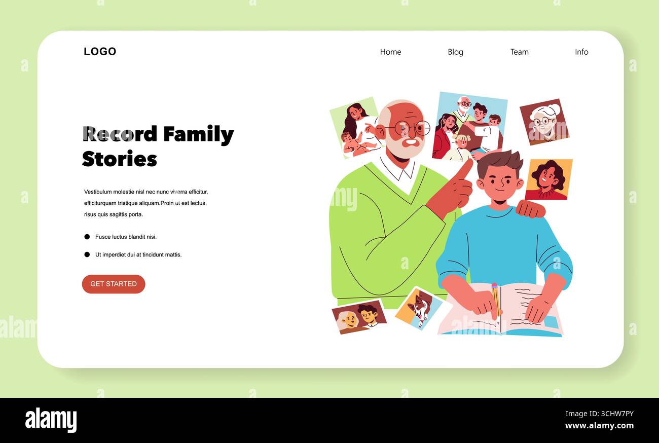 Vector illustration of an older person and child interacting while ...