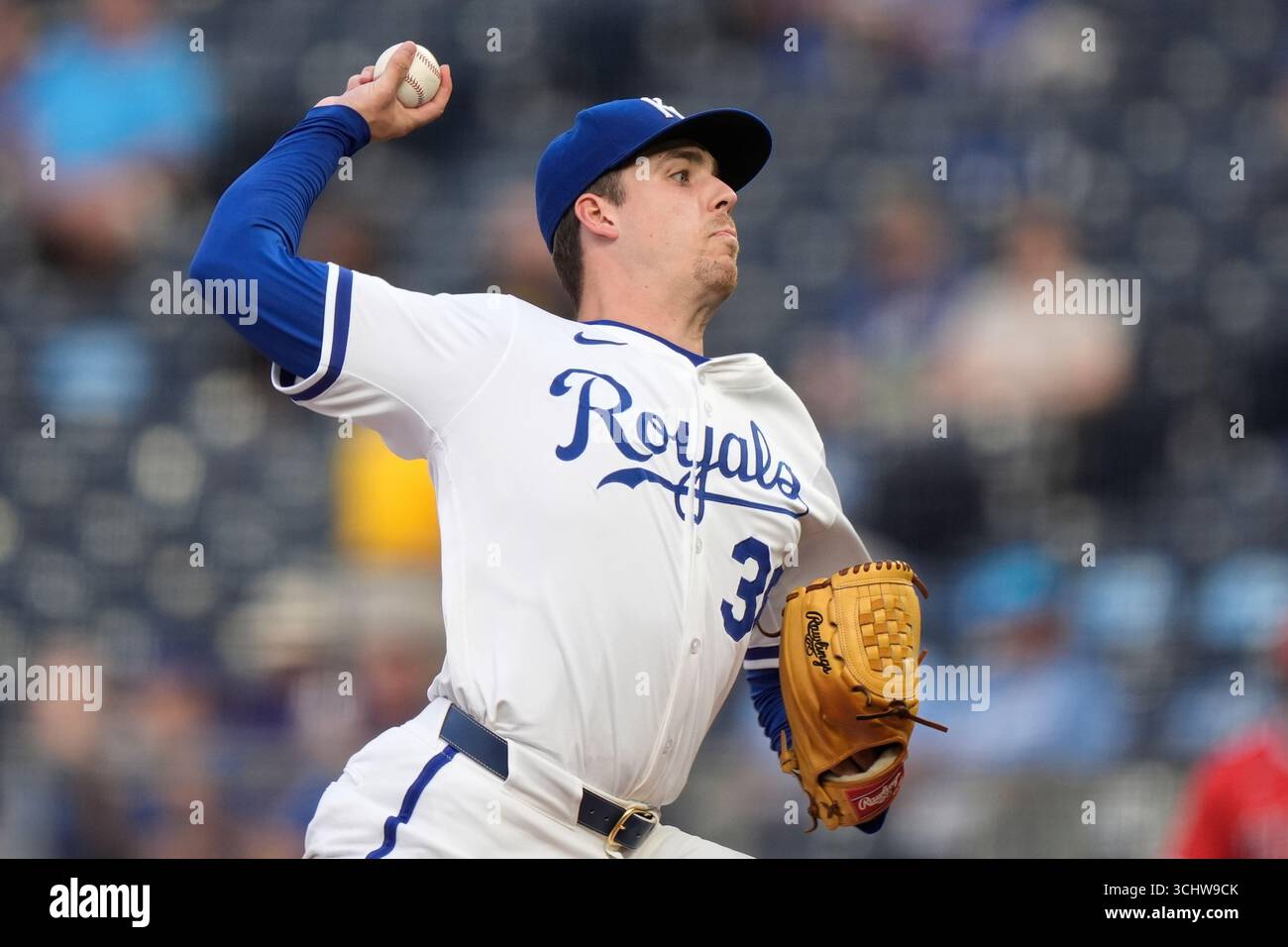 Kansas City Royals starting pitcher Ryan Bergert throws during the ...