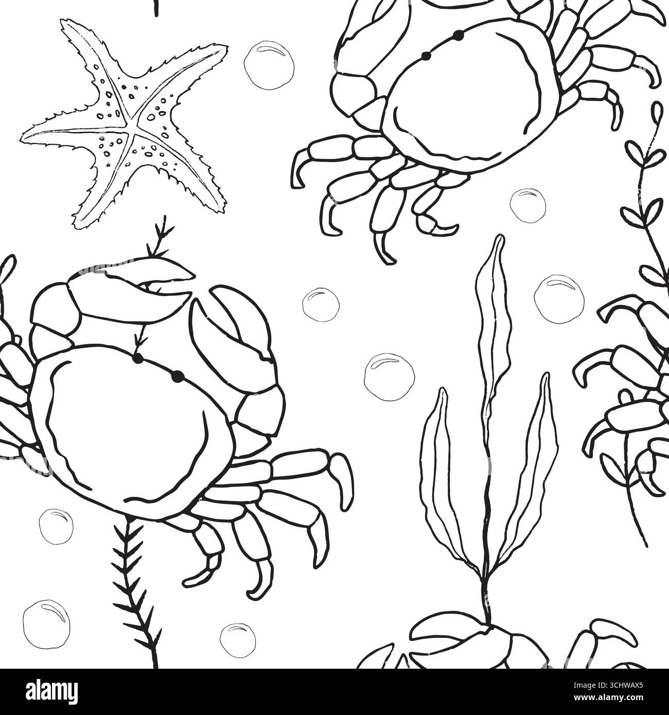 Ocean themed pattern Black and White Stock Photos & Images - Alamy
