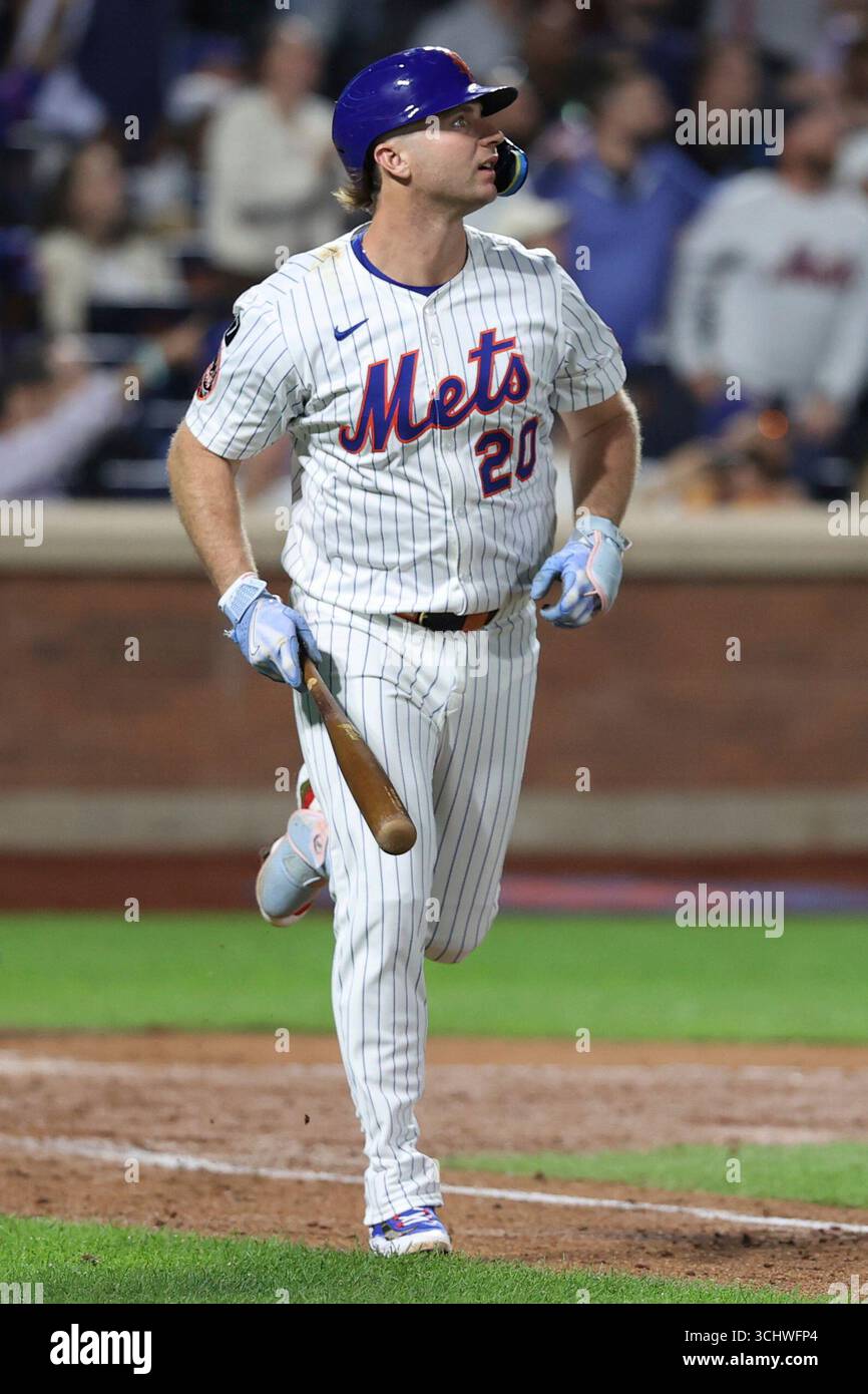 New York Mets' Pete Alonso reacts after hitting a two-run home run ...