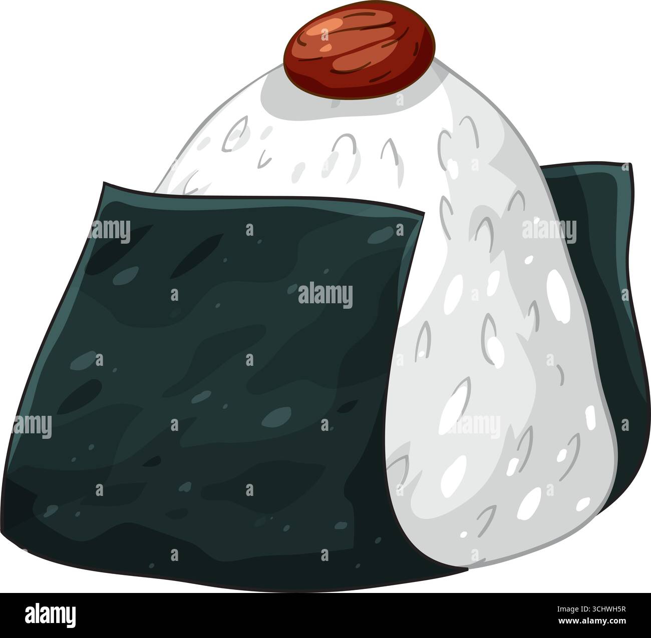 Vector illustration of onigiri rice ball wrapped in seaweed, topped ...