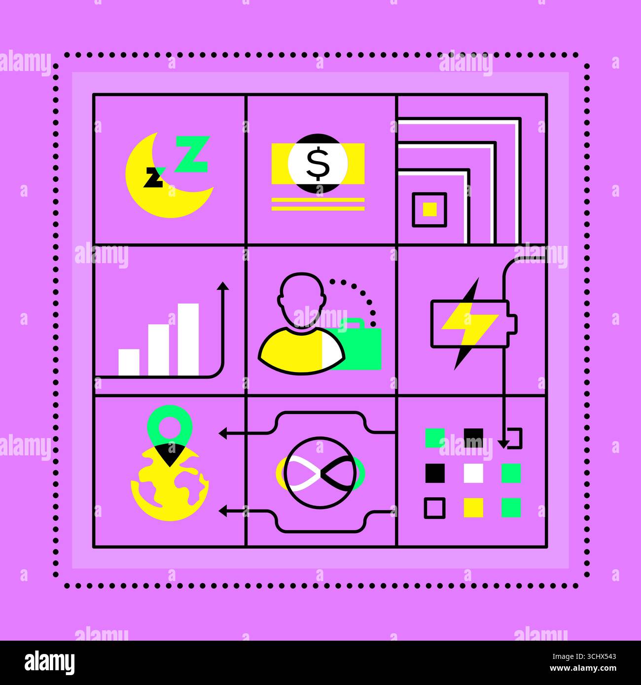 Business processes and networking - line design style illustration Stock Vector