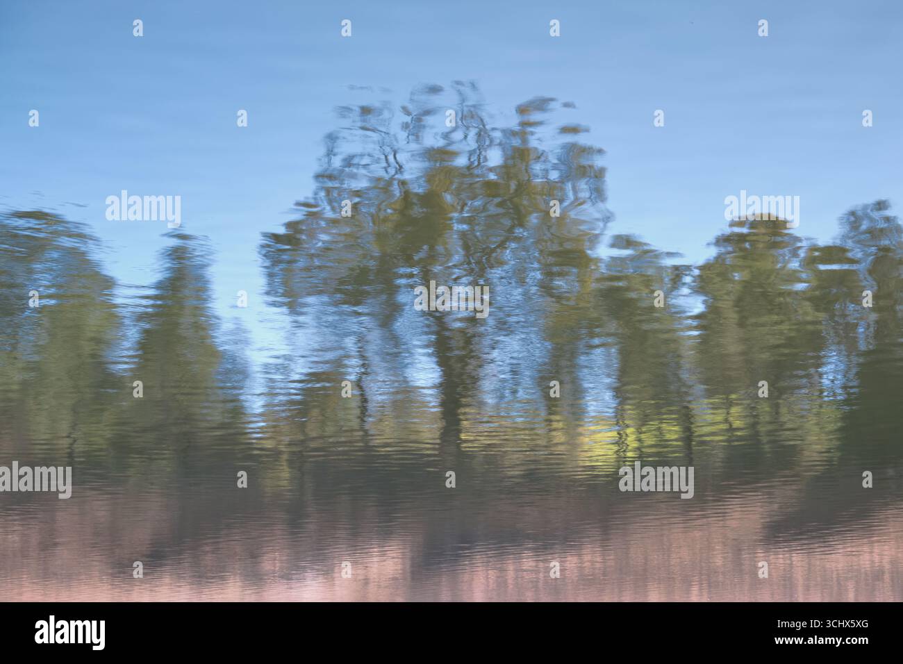 Shoreline On Reflection Stock Photo