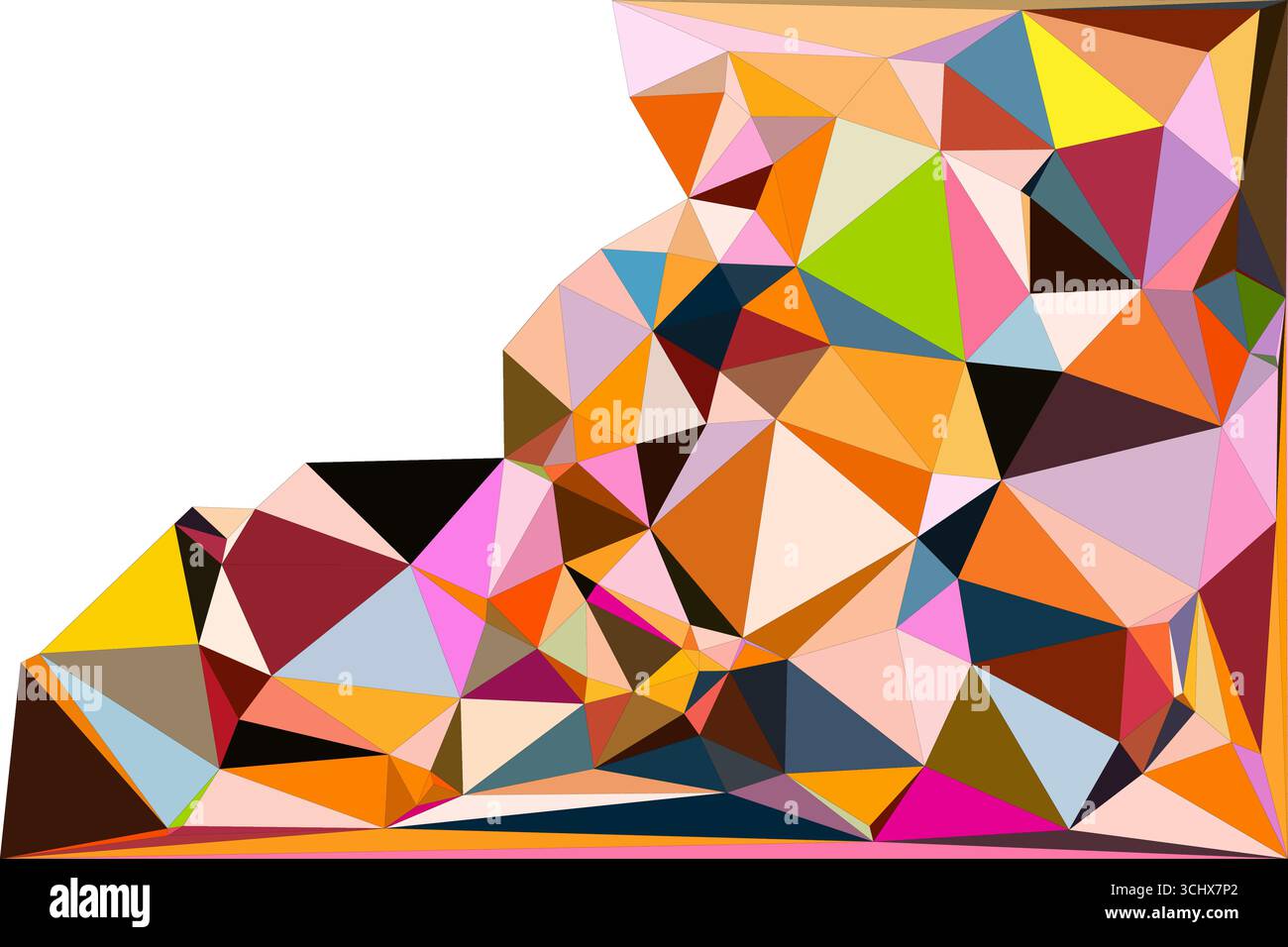 Polygonal mosaic with gradient color abstract geometric background. Low Poly background design. Technology low Poly background. Stock Vector