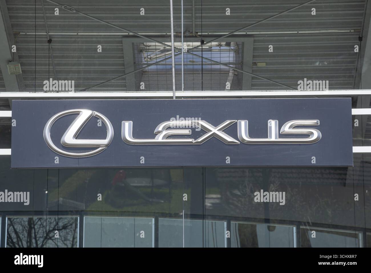 Lexus logo on a car dealership of the Japanese car brand Toyota, Bremen ...